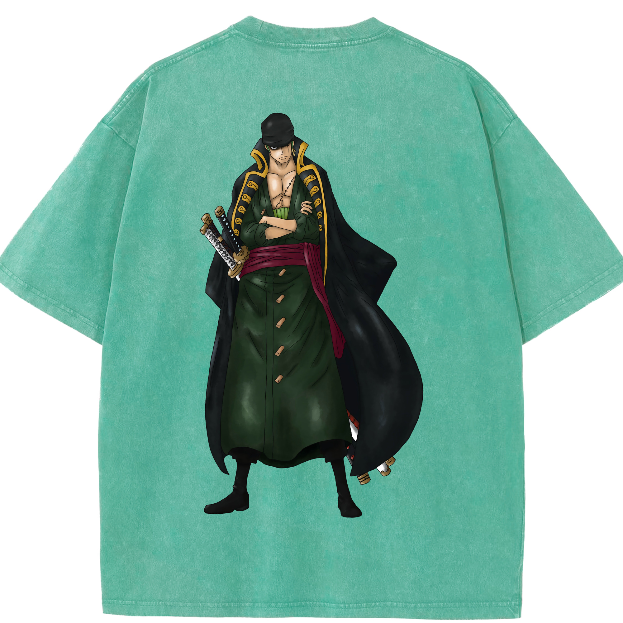 ワンピース ロロノア・ゾロ ONE PIECE Roronoa Zoro 綿100% ヴィンテージ風 半袖Tシャツ（背面プリント）